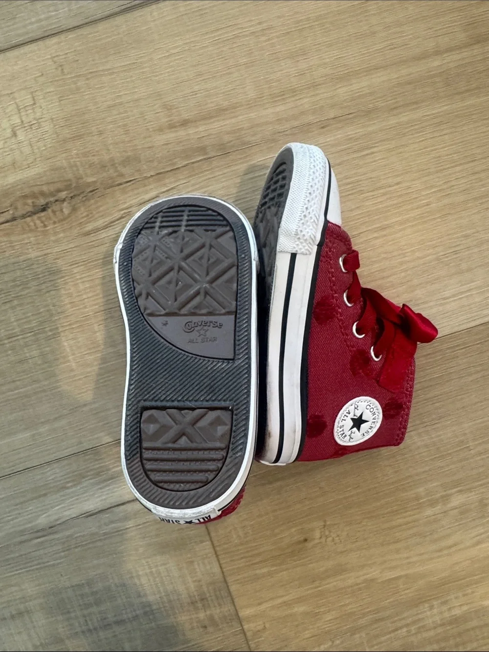Converse Kids Red High-Top Sneakers with White Toe